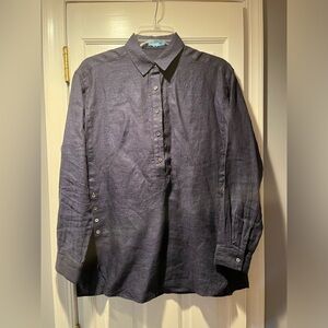 Women’s J. MCLAUGHLIN Navy Blue Linen Blouse Sz XS